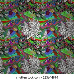 Vector seamless texture with abstract flowers. Endless background. Ethnic seamless pattern. Vector backdrop. Bright pattern. Summer template. Use for wallpaper,pattern fills, web page background 