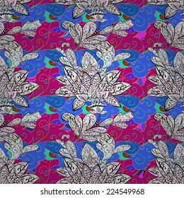 Vector seamless texture with abstract flowers. Endless background. Ethnic seamless pattern. Vector backdrop. Bright pattern. Summer template. Use for wallpaper,pattern fills, web page background 