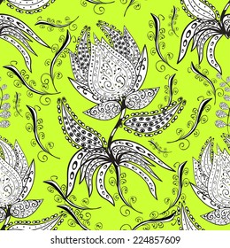 Vector seamless texture with abstract flowers. Endless background. Ethnic seamless pattern. Vector backdrop. Bright pattern. Summer template. Use for wallpaper,pattern fills, web page background 