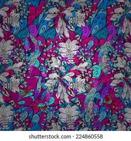 Vector seamless texture with abstract flowers. Endless background. Ethnic seamless pattern. Vector backdrop. Bright pattern. Summer template. Use for wallpaper,pattern fills, web page background 