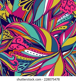 Vector seamless texture with abstract flowers. Endless background. Ethnic seamless pattern. Vector backdrop. Bright pattern. wallpaper,pattern fills, web page background