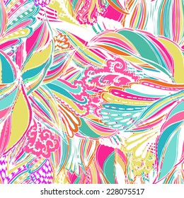 Vector seamless texture with abstract flowers. Endless background. Ethnic seamless pattern. Vector backdrop. Bright pattern. wallpaper,pattern fills, web page background