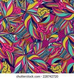 Vector seamless texture with abstract flowers. Endless background. Ethnic seamless pattern. Vector backdrop. Bright pattern. wallpaper,pattern fills, web page background