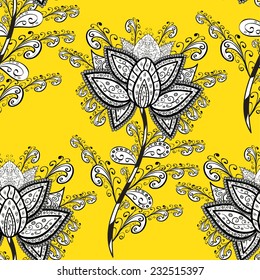 Vector seamless texture with abstract flowers. Endless background. Ethnic seamless pattern. Vector backdrop. Bright pattern. Summer template. Use for wallpaper,pattern fills, web page background 