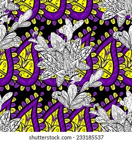 Vector seamless texture with abstract flowers. Endless background. Ethnic seamless pattern. Vector backdrop. Bright pattern. Summer template. Use for wallpaper,pattern fills, web page background