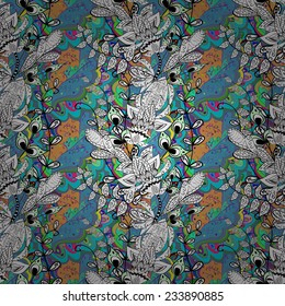 Vector seamless texture with abstract flowers. Endless background. Ethnic seamless pattern. Vector backdrop. Bright pattern. Use for wallpaper,pattern fills, web page background. EPS 10.