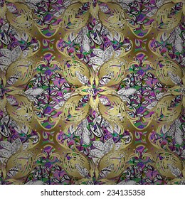 Vector seamless texture with abstract flowers. Endless background. Ethnic seamless pattern. Vector backdrop. Bright pattern. Summer template. Use for wallpaper,pattern fills, web page background.