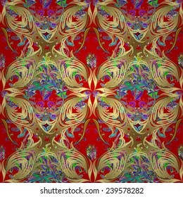 Vector seamless texture with abstract flowers. Endless background. Ethnic seamless pattern. Vector backdrop. Bright pattern. Summer template. Use for wallpaper,pattern fills, web page background