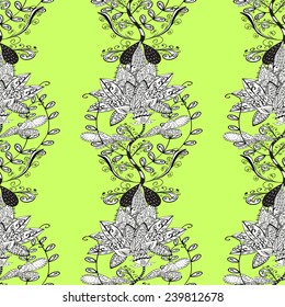 Vector seamless texture with abstract flowers. Endless background. Ethnic seamless pattern. Vector backdrop. Bright pattern. Summer template. Use for wallpaper,pattern fills, web page background 