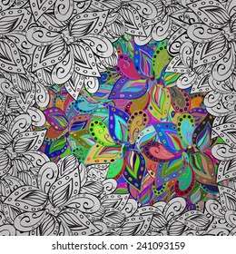 Vector seamless texture with abstract flowers. Endless background. Ethnic seamless pattern. Vector backdrop. Bright pattern. Summer template. Use for wallpaper,pattern fills, web page background 