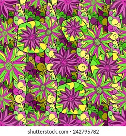 Vector seamless texture with abstract flowers. Endless background. Ethnic seamless pattern. Vector backdrop. Bright pattern. Summer template. Use for wallpaper,pattern fills, web page background 