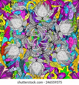 Vector seamless texture with abstract flowers. Endless background. Ethnic seamless pattern. Vector backdrop. Bright pattern. Summer template. Use for wallpaper,pattern fills, web page background