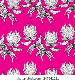 Vector seamless texture with abstract flowers. Endless background. Ethnic seamless pattern. Vector backdrop. Bright pattern. Summer template. Use for wallpaper,pattern fills, web page background
