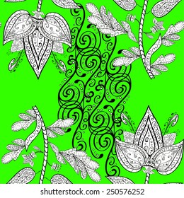 Vector seamless texture with abstract flowers. Endless background. Ethnic seamless pattern. Vector backdrop. Bright pattern. Summer template. Use for wallpaper,pattern fills, web page background