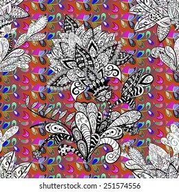 Vector seamless texture with abstract flowers. Endless background. Ethnic seamless pattern. Vector backdrop. Summer template. Use for wallpaper,pattern fills, web page background.
