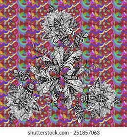 Vector seamless texture with abstract flowers. Endless background. Ethnic seamless pattern. Vector backdrop. Bright pattern. Use for wallpaper,pattern fills, web page background.
