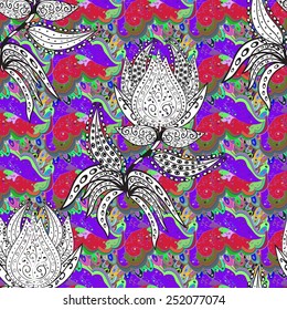 Vector seamless texture with abstract flowers. Endless background. Ethnic seamless pattern. Vector backdrop. Bright pattern. Summer template. Use for wallpaper,pattern fills, web page background 