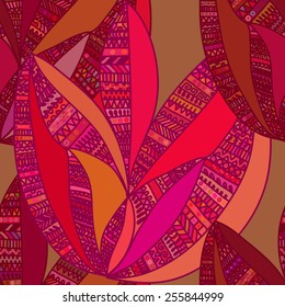 Vector seamless texture with abstract flowers. Endless background. Ethnic seamless pattern. Vector backdrop. Bright pattern. Summer template. Use for wallpaper, web page background