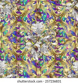 Vector seamless texture with abstract flowers. Endless background. Ethnic seamless pattern. Vector backdrop. Bright pattern. Summer template. Use for wallpaper,pattern fills, web page background
