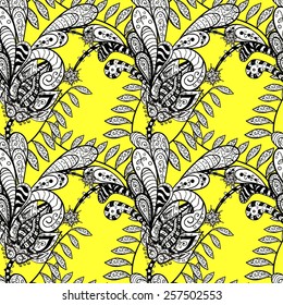 Vector seamless texture with abstract flowers. Endless background. Ethnic seamless pattern. Vector backdrop. Bright pattern. Summer template. Use for wallpaper,pattern fills, web page background
