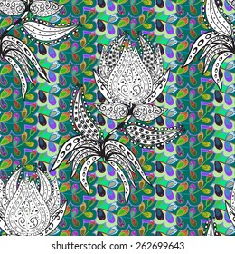 Vector seamless texture with abstract flowers. Endless background. Ethnic seamless pattern. Vector backdrop. Bright pattern. Summer template. Use for wallpaper,pattern fills, web page background