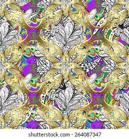 Vector seamless texture with abstract flowers. Endless background. Ethnic seamless pattern. Vector backdrop. Bright pattern. Summer template. Use for wallpaper,pattern fills, web page background