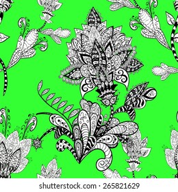 Vector seamless texture with abstract flowers. Endless background. Ethnic seamless pattern. Vector backdrop. Bright pattern. Summer template. Use for wallpaper,pattern fills, web page background