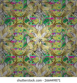 Vector seamless texture with abstract flowers. Endless background. Ethnic seamless pattern. Vector backdrop. Bright pattern. Summer template. Use for wallpaper,pattern fills, web page background. 
