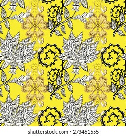 Vector seamless texture with abstract flowers. Endless background. Ethnic seamless pattern. Vector backdrop. Bright pattern. Summer template. Use for wallpaper,pattern fills, web page background 