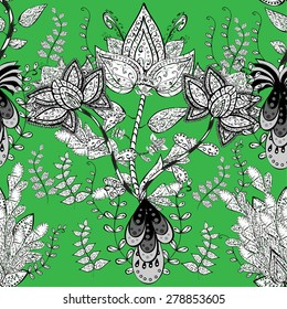 Vector seamless texture with abstract flowers. Endless background. Ethnic seamless pattern. Vector backdrop. Bright pattern. Summer template. Use for wallpaper,pattern fills, web page background
