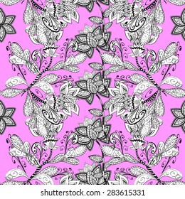 Vector seamless texture with abstract flowers. Endless background. Ethnic seamless pattern. Vector backdrop. Bright pattern. Summer template. Use for wallpaper,pattern fills, web page background