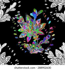 Vector seamless texture with abstract flowers. Endless background. Ethnic seamless pattern. Vector backdrop. Bright pattern. Summer template. Use for wallpaper,pattern fills, web page background