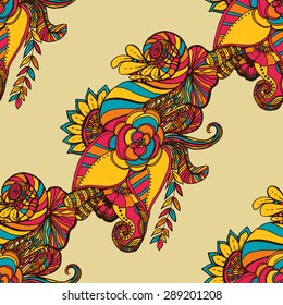 Vector seamless texture with abstract flowers. Endless background. Ethnic seamless pattern. Vector backdrop. Bright pattern. Summer template. Use for wallpaper,pattern fills, web page background