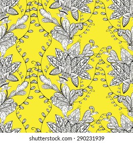 Vector seamless texture with abstract flowers. Endless background. Ethnic seamless pattern. Vector backdrop. Bright pattern. Summer template. Use for wallpaper,pattern fills, web page background 