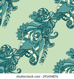 Vector seamless texture with abstract flowers. Endless background. Ethnic seamless pattern. Vector backdrop. Bright pattern. Summer template. Use for wallpaper,pattern fills, web page background