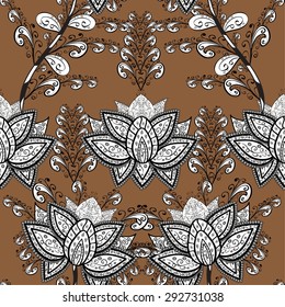 Vector seamless texture with abstract flowers. Endless background. Ethnic seamless pattern. Vector backdrop. Bright pattern. Summer template. Use for wallpaper,pattern fills, web page background 