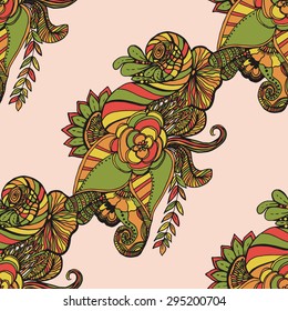 Vector seamless texture with abstract flowers. Endless background. Ethnic seamless pattern. Vector backdrop. Bright pattern. Summer template. Use for wallpaper,pattern fills, web page background