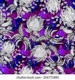 Vector seamless texture with abstract flowers. Endless background. Ethnic seamless pattern. Vector backdrop. Bright pattern. Summer template. Use for wallpaper,pattern fills, web page background 