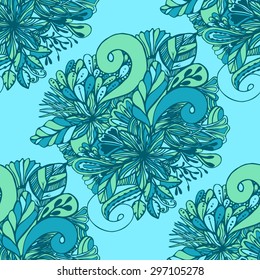Vector seamless texture with abstract flowers. Endless background. Ethnic seamless pattern. Vector backdrop. Bright pattern. Summer template. Use for wallpaper,pattern fills, web page background