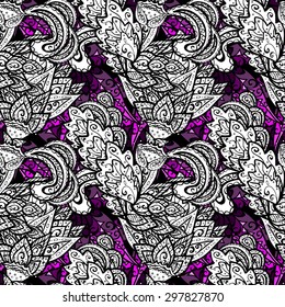 Vector seamless texture with abstract flowers. Endless background. Ethnic seamless pattern. Vector backdrop. Bright pattern. Summer template. Use for wallpaper,pattern fills, web page background 