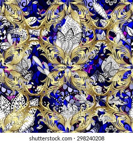 Vector seamless texture with abstract flowers. Endless background. Ethnic seamless pattern. Vector backdrop. Bright pattern. Summer template. Use for wallpaper,pattern fills, web page background 