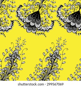 Vector seamless texture with abstract flowers. Endless background. Ethnic seamless pattern. Vector backdrop. Bright pattern. Summer template. Use for wallpaper,pattern fills, web page background 