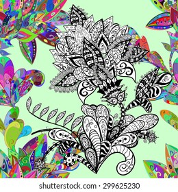 Vector seamless texture with abstract flowers. Endless background. Ethnic seamless pattern. Vector backdrop. Bright pattern. Summer template. Use for wallpaper,pattern fills, web page background