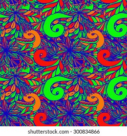 Vector seamless texture with abstract flowers. Endless background. Ethnic seamless pattern. Vector backdrop. Bright pattern. Summer template. Use for wallpaper,pattern fills, web page background