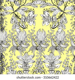 Vector seamless texture with abstract flowers. Endless background. Ethnic seamless pattern. Vector backdrop. Bright pattern. Summer template. Use for wallpaper,pattern fills, web page background 