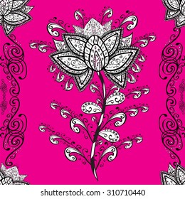 Vector seamless texture with abstract flowers. Endless background. Ethnic seamless pattern. Vector backdrop. Bright pattern. Summer template. Use for wallpaper,pattern fills, web page background