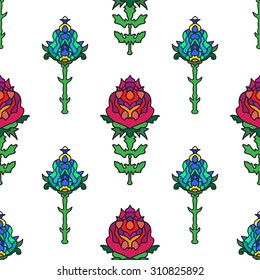 Vector seamless texture with abstract flowers. Endless background. Vector backdrop. Bright pattern. Summer template. Use for wallpaper,pattern fills, web page background