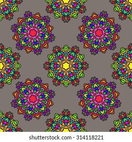 Vector seamless texture with abstract flowers. Endless background. Vector backdrop. Bright pattern. Summer template. Use for wallpaper,pattern fills, web page background