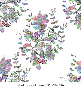 Vector seamless texture with abstract flowers. Endless background. Ethnic seamless pattern. Vector backdrop. Bright pattern. Summer template. Use for wallpaper,pattern fills, web page background