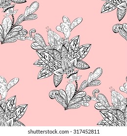 Vector seamless texture with abstract flowers. Endless background. Ethnic seamless pattern. Vector backdrop. Bright pattern. Summer template. Use for wallpaper,pattern fills, web page background